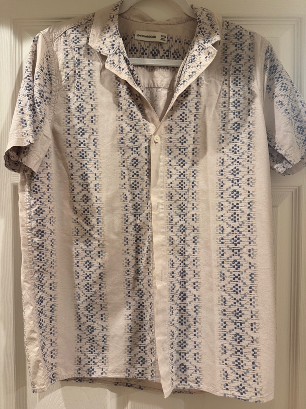 Abercrombie kids Beige Short-Sleeve Patterned Shirt